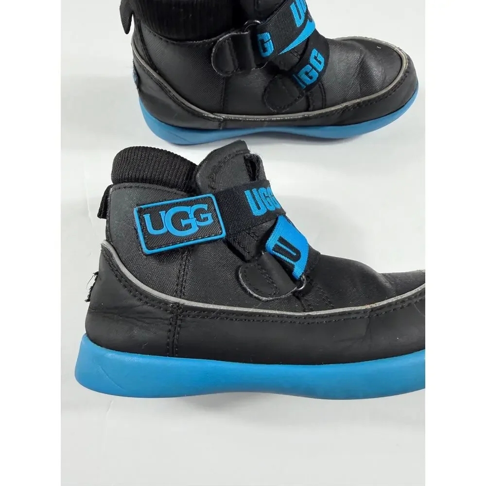 UGG Kids Tabor Waterproof Boots Logo Patch Black Blue Toddler Size 10 (EU 27)